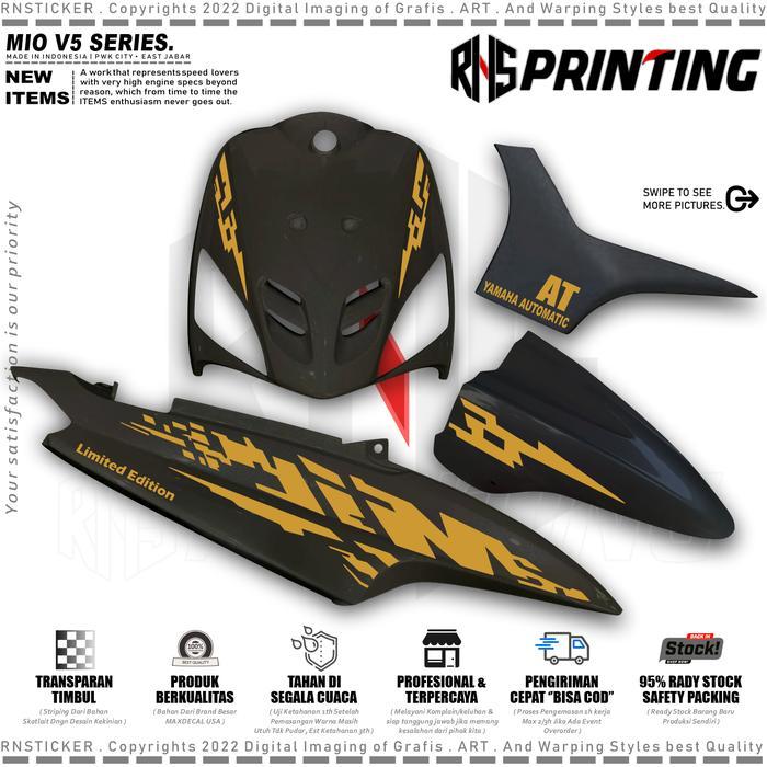 V5 STIKER MIO SMILE STRIPING VARIASI MIO OLD STRIPING TRANSPARAN MIO SMILE SPORTY SIMPLE STYLE Motor