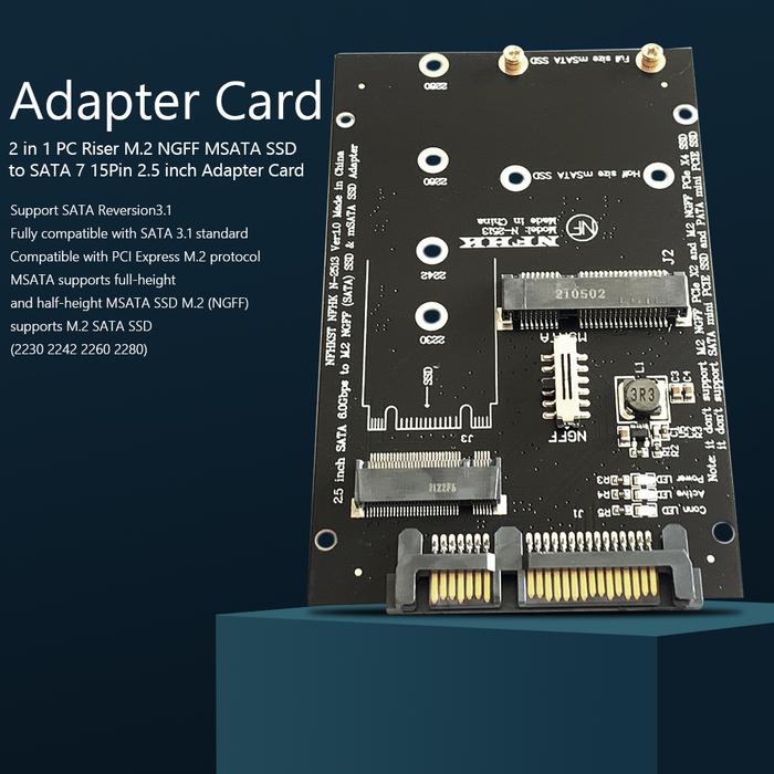 M.2 NGFF MSATA SSD Ke SATA 3.0 2.5 Inci Adapter M2 PCI SSD Converter