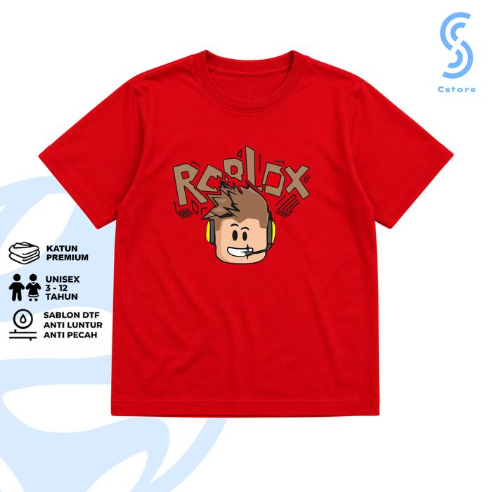 CSTORE | Baju Distro Anak Laki-Laki Warna Hitam Putih Merah Kaos Roblox Anak Umur 3-12 Tahun Catoon 
