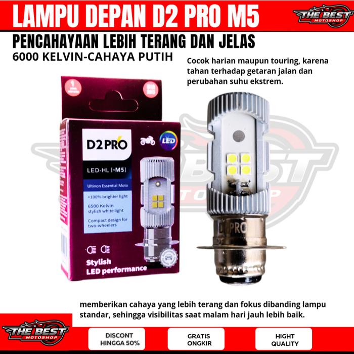 LAMPU DEPAN MOTOR LED D2 PRO M5-LAMPU LED 2SISI H6 ARUS DC M5 BST BOHLAM LAMPU DEPAN D2 PRO M5