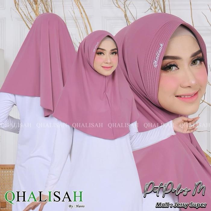 Hijab Instan Polos Qhalisah M dari Jersey - Pilihan Warna Tersedia - Khimar, Syari, Bergo, Muslim, K