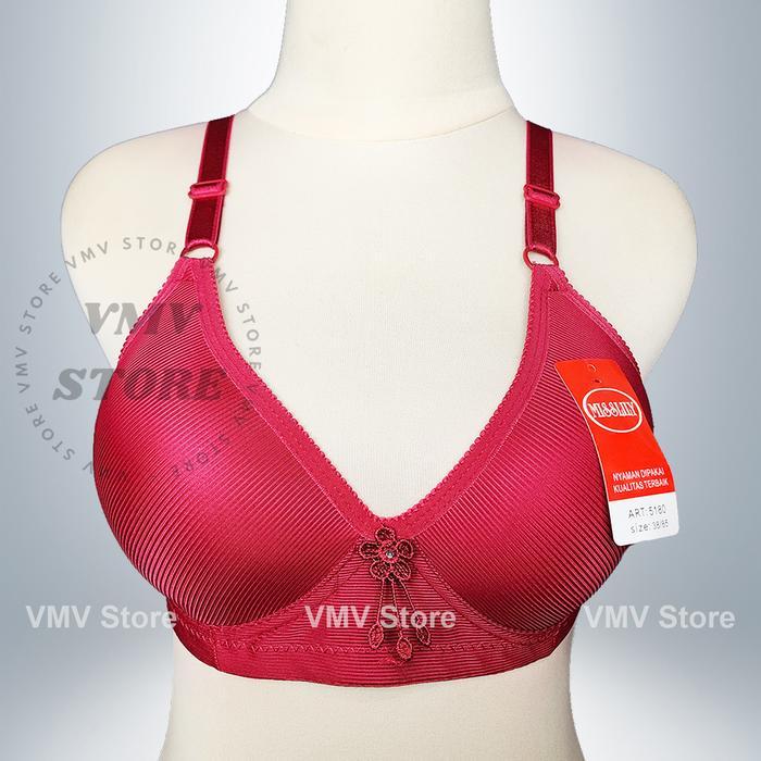 PREMIUM Bra Wanita Tanpa Kawat Misslily 5180 Cup B Besar Bh Kait 3 Motif Garis Elegan Stripe Miss Li
