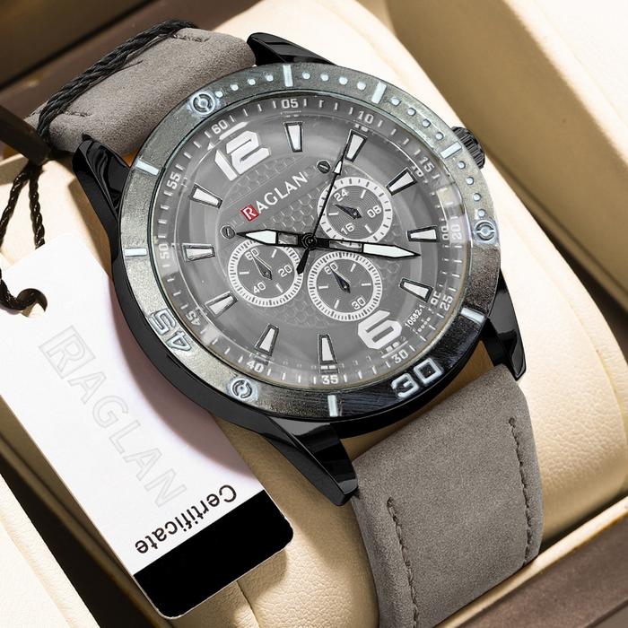 Jam Tangan Kuarsa Pria TM241 Strap Leather Business and Fashion Watch Bulat Analog Alloy Case (Free 