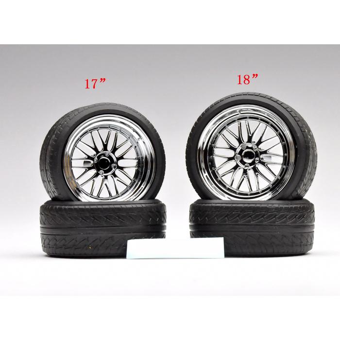 4 Buah 1:18 17 "/18" BBS LM Ban Karet dengan Roda Dilapisi Titanium