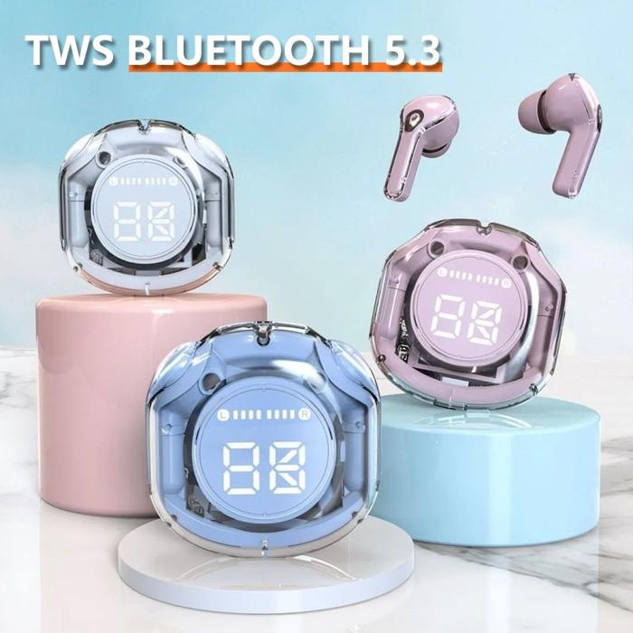 TWS HK16 Headphone Bluetooth Headphone Musik Transparan Bluetooth 5.3 Headphone Peredam Bising In-Ea