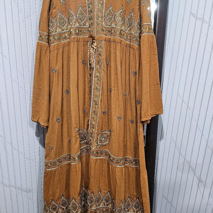 abaya katun mesir Muslim Wanita Gamis Dress Dewasa Remaja Motif Syari