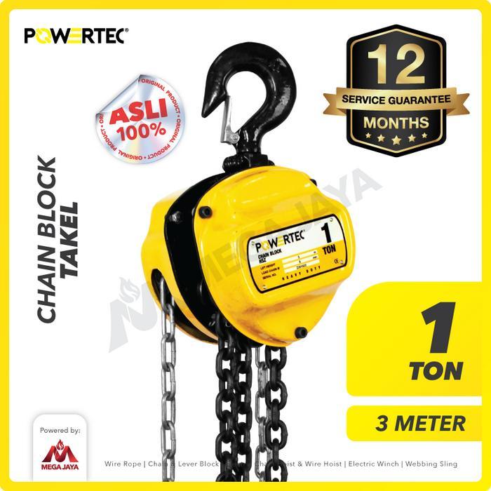 Powertec Chain Block / Takel 1 Ton X 3 Meter Terlaris