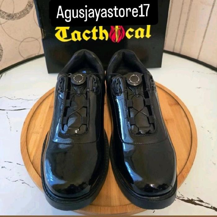 ORI TERMURAH SEPATU PDH TALI PUTAR TACTICAL KULIT ASLI Hitam