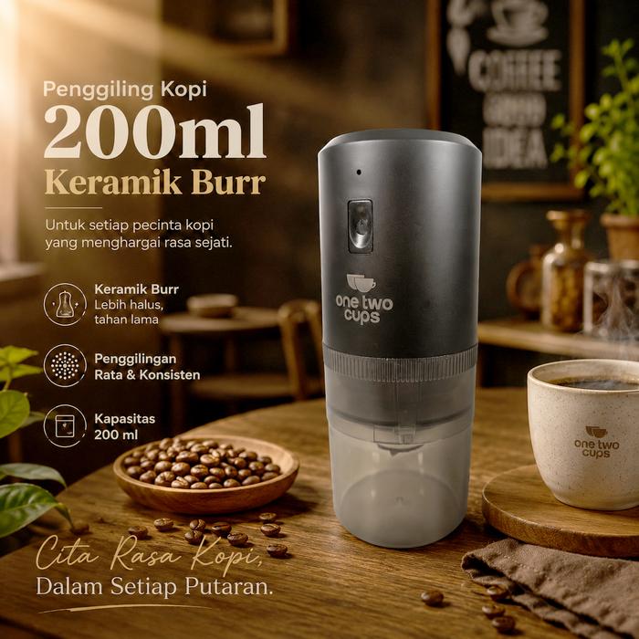 GrandMall - Penggiling Kopi Elektrik | Coffee Grinder Adjustable | Grinder Kopi 200ml