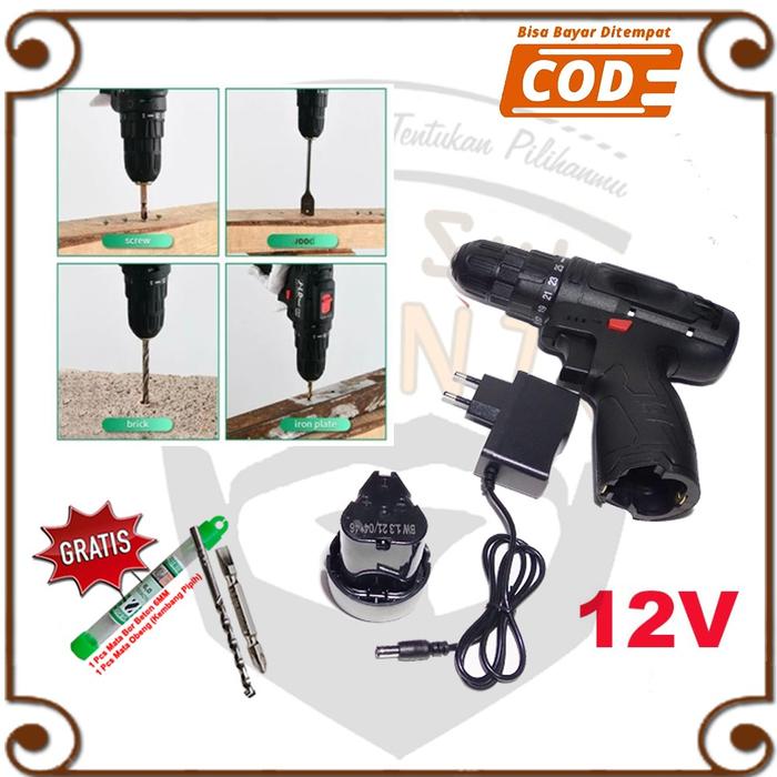 Mesin Bor J12s Bor Changer JLD TOOLS JLD Cordless Driver Drill Mesin Bor Baterai Obeng Elektrik 12V