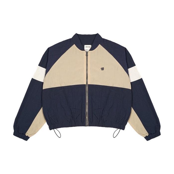3SECOND WOMEN's new arrival Jaket Windbreaker wanita HP-S01032625BR Warna Biru coklat & putih dengan
