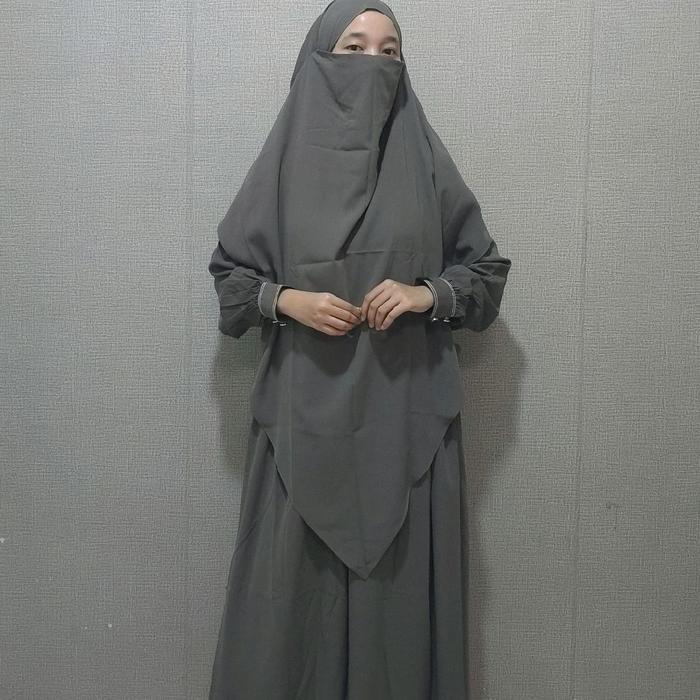D'Faris Collection Khimar Set Baju Abaya Bahan forzaleta Size S M L XL dengan French Khimar untuk Ac
