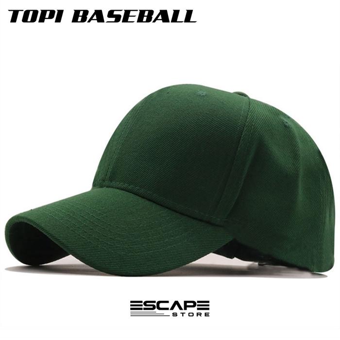 Topi Hijau Botol Pria Wanita Jenis Baseball Bahan Rapel Standart Distro