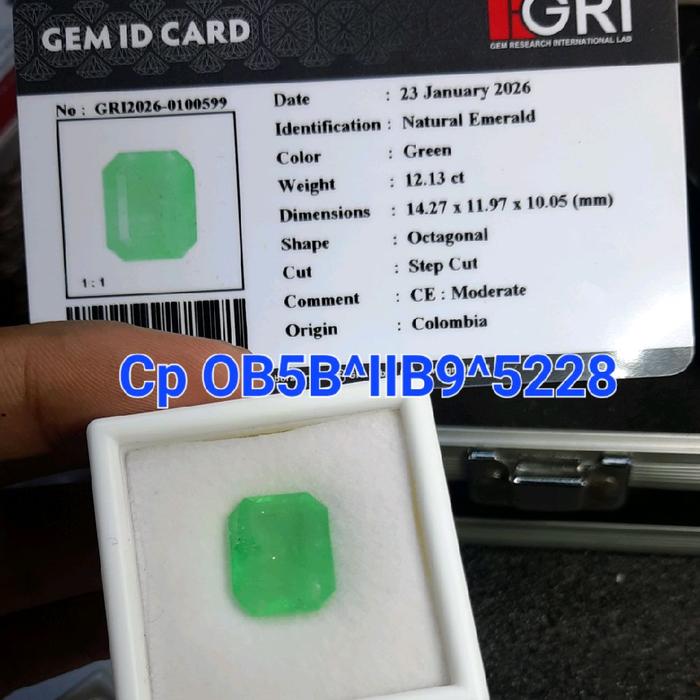 Natural Emerald Zamrud Colombia Lengkap Memo GRI Lab