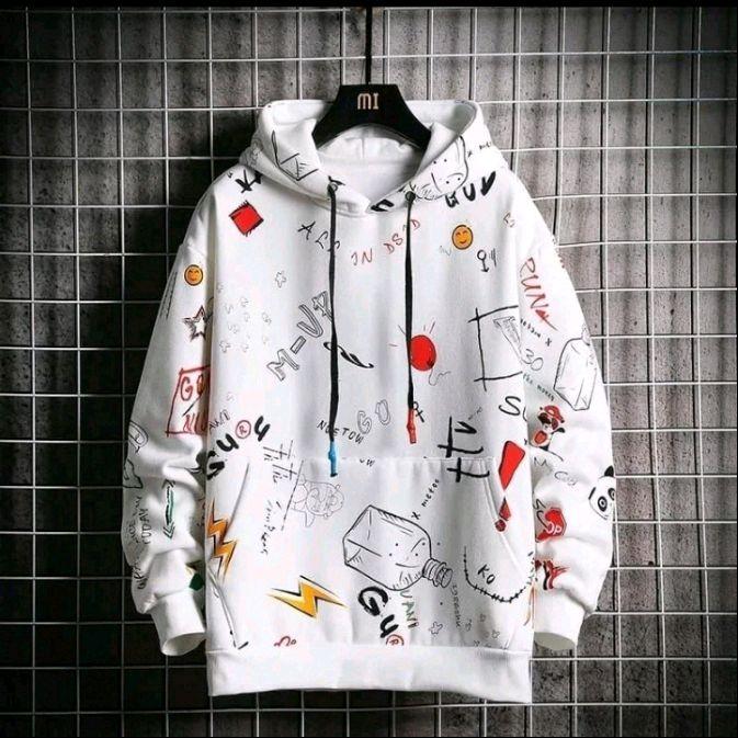 ‎Graffiti Sweatshirt Pria Wanita Hip Hop Sweatshirt Hoodie Fleece ‎ Cowok Panjang