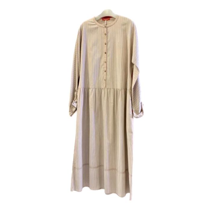pakaian wanita salur gamis garis garis kekinian model terbaru Muslim
