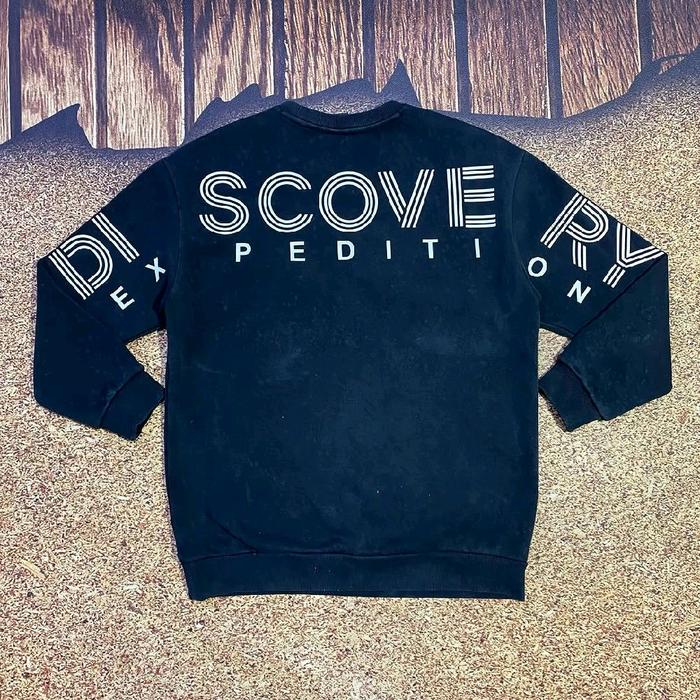 crewneck pria big script DISCOVERY sweater hitam pria big logo belakang casual murah bagus size L