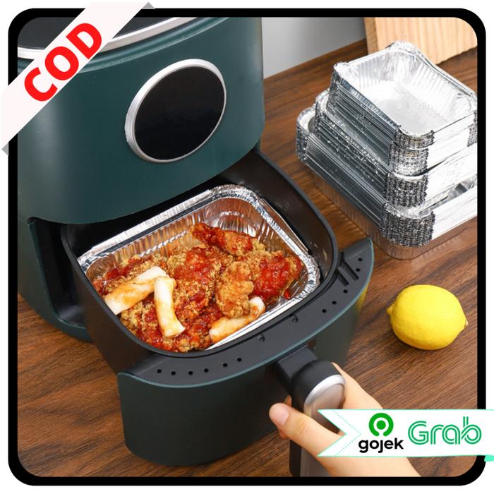 KAISSO - ALUMUNIUM FOIL CUP PERSEGI ALUMUNIUM FOIL MANGKOK KOTAK AIR FRYER ALAS MAKANAN TAHAN PANAS 