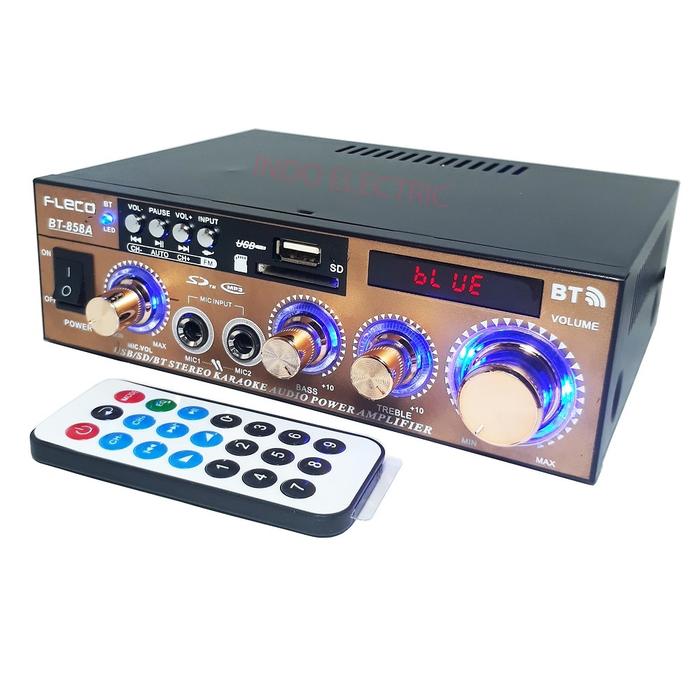 Fleco Amplifier Mini Bluetooth BT-858A Ampli Stereo Karaoke