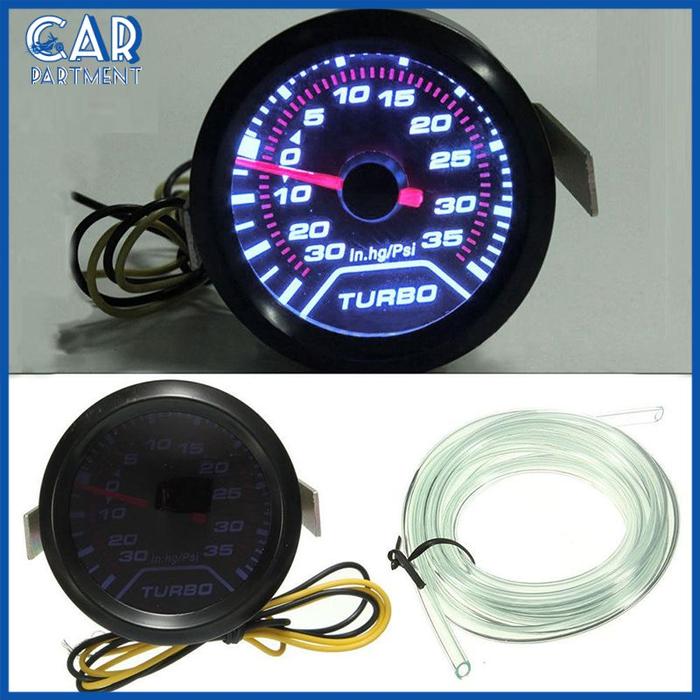 Universal Clocks White Shell Pointer Bar Turbo Boost Gauge Meter LED