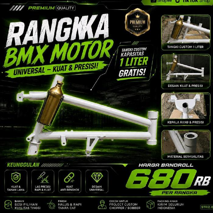 Rangka BMX Motor Universal + Gratis Tangki Custom 1 Liter | Chopper Bobber Custom