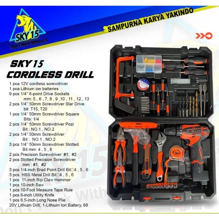 PAKET MESIN CORDLESS BOR TANGAN 12V TOOL KIT TOOL BOX TOOL SET 120PCS