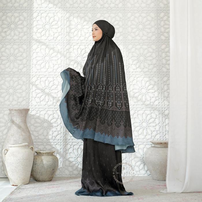 Mukena Travel Miraya Frilly Onyx Satin Silk