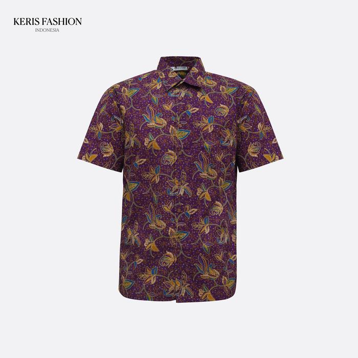 Keris Gallery Kemeja Batik Relaxed Fit Lengan Pendek Motif Aji Dewo Ndaru - Ungu