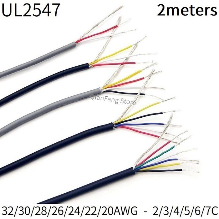 2M Shielded Wire 32AWG 30AWG 28AWG 26AWG 24AWG 22AWG 20AWG Audio 2 3