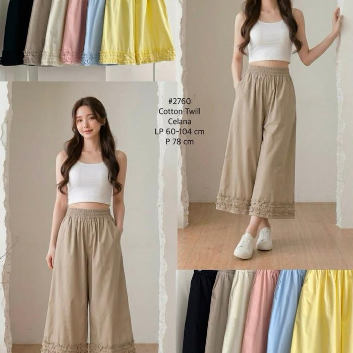 CELANA 7/8 BARRELL MODEL RUMBAI #2760 Cotton Twill Celana LP 60-104 cm P 78 cm Wanita