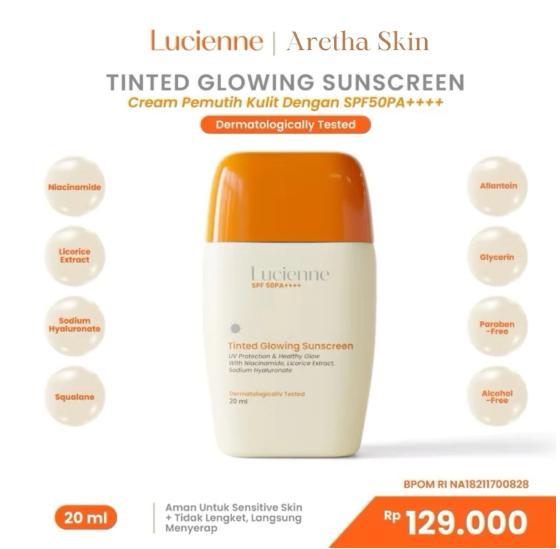[READY ] Lucienne Tinted Glowing Sunscreen Hybrid Sunscreen SPF50PA++ Auto Glowing