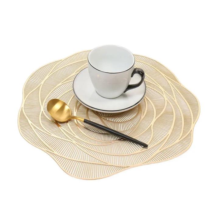 Flower ROSE Round Placemats Restaurant Hollow PVC Decoration Meal Mat Anti-hot Dining Table Line Mat