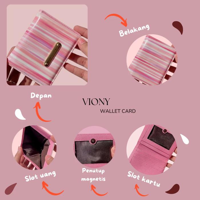 Dompet wanita murah Viony Lipat Premium Leather terbaru Kartu / dompet lipat cewek aesthetic hologra