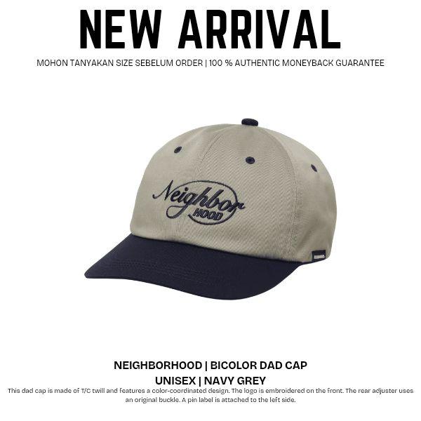Neighborhood Bicolor Dad Cap Unisex Navy Grey Topi dengan Logo Bordir Original 100%