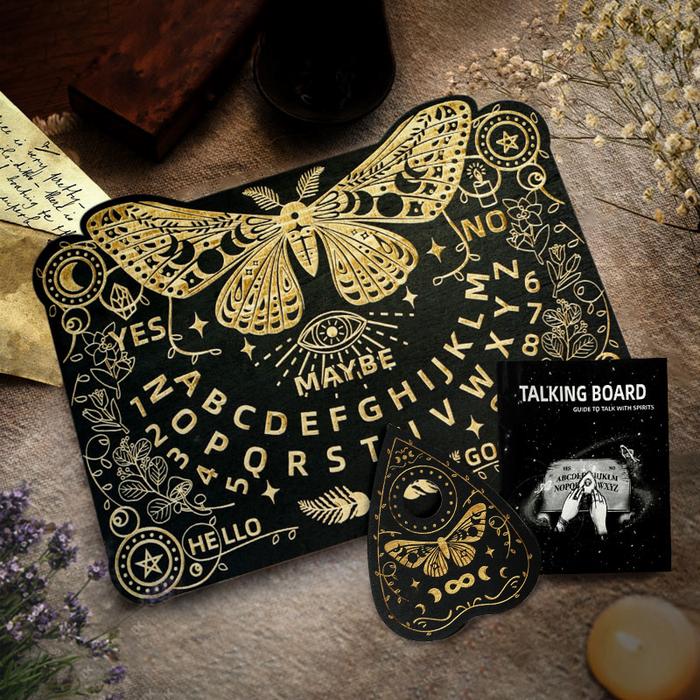 Wooden Divination Pendulum Board Butterfly Engraved Board Magic Spirit Talking Board Message Board G
