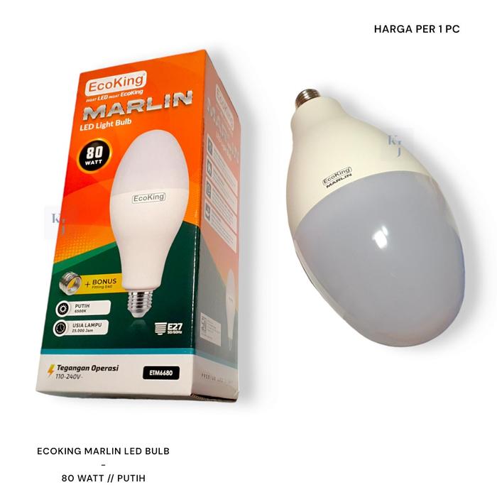 Ecoking Marlin Mercury Lamp Led 80W 80 Watt E27 Dengan Adaptor Fitting E40