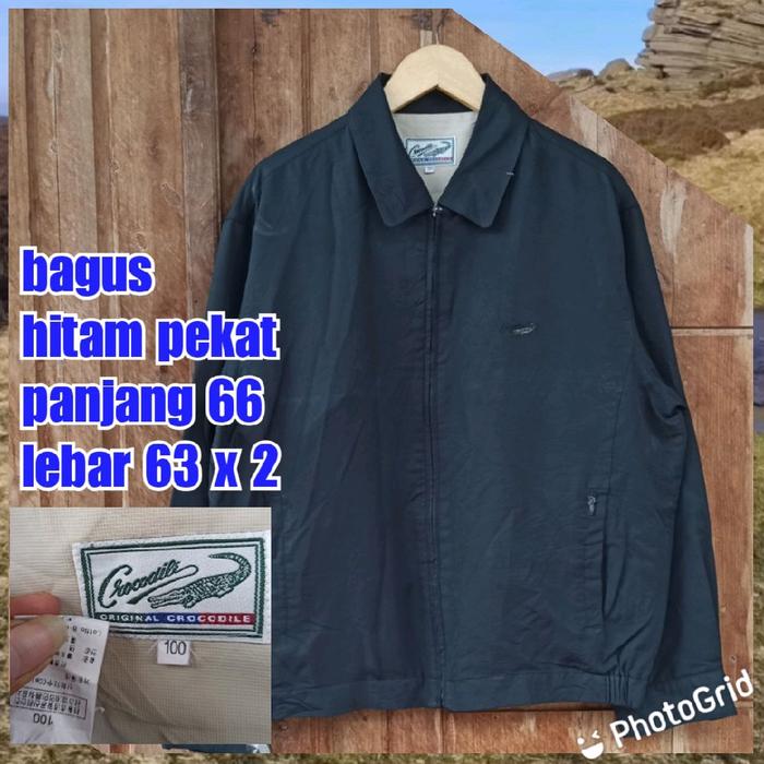 jaket work kerja casual Harrington vintage crocodile hitam