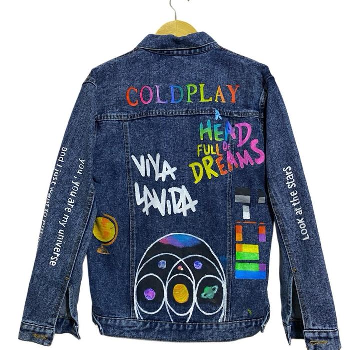 Jacket Jeans Coldplay Blue Wash Painted Jeans