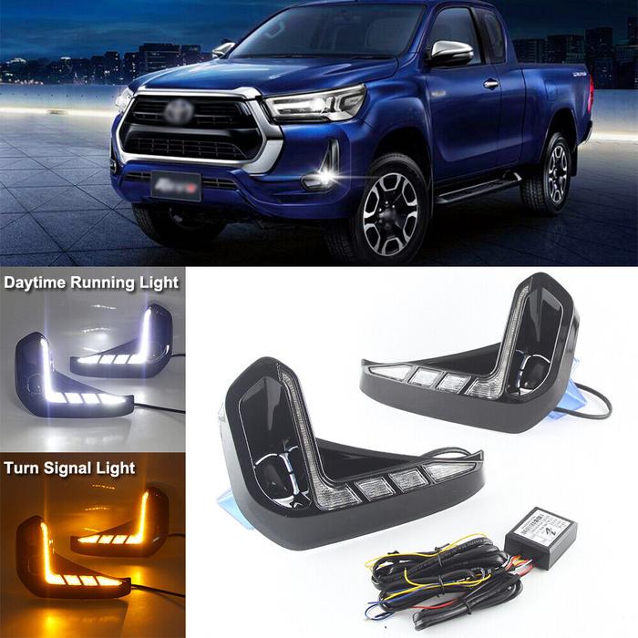 For Toyota Hilux Revo 2020 2021 Led DRL Fog Lamp Daytime Running