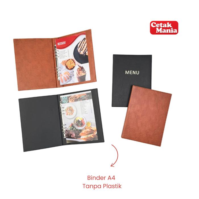 Cetak Mania - Buku Menu Kulit A4 Ring Binder 6 Lubang (TANPA PLASTIK) Coklat dan Hitam (polos dan lo