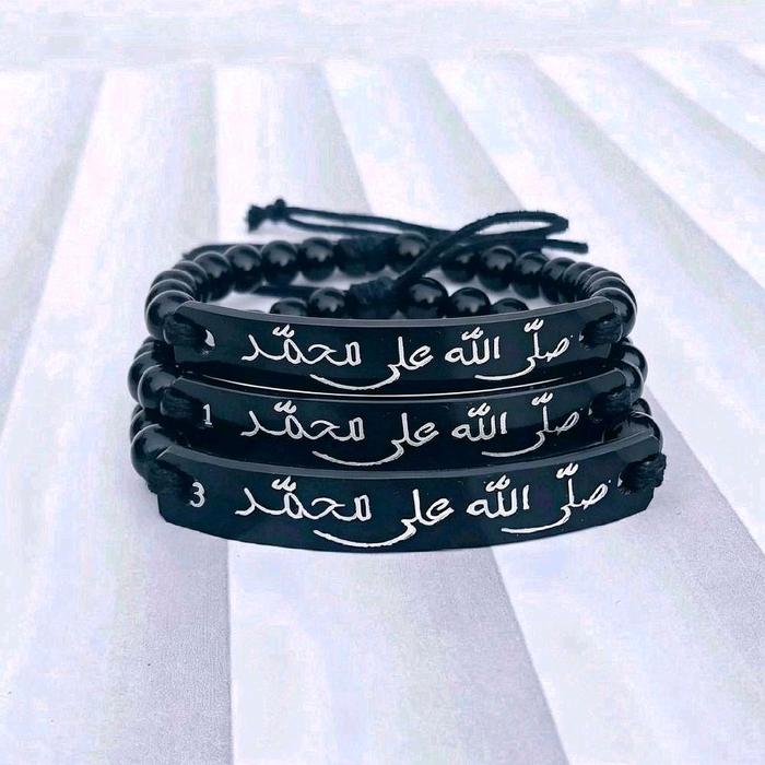 gelang lafad sholawat jibril akrilik hitam