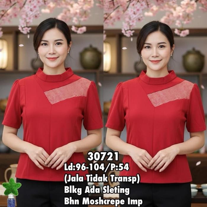 blus atasan chongsam imlek merah