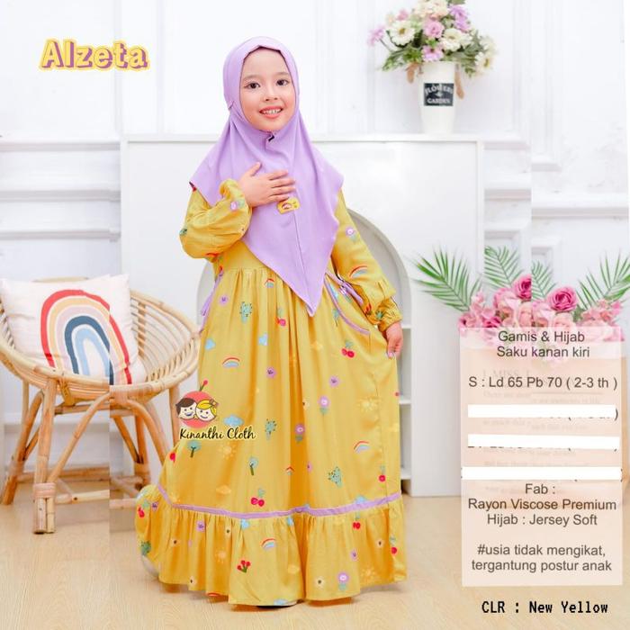 ALZETA GAMIS SET ANAK, DRESS+HIJAB - KINANTHI CLOTH