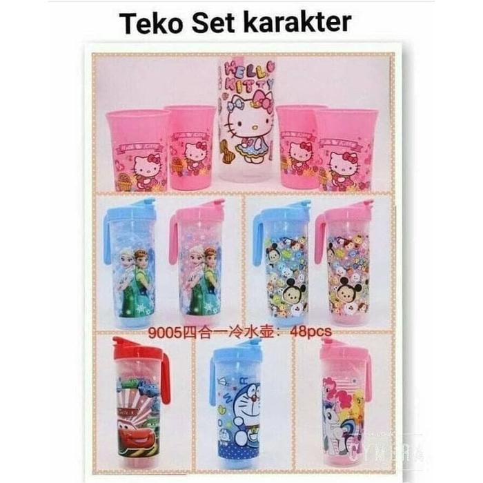 Teko beranak karakter set teko karakter lucu dengan 4 gelas pitcher