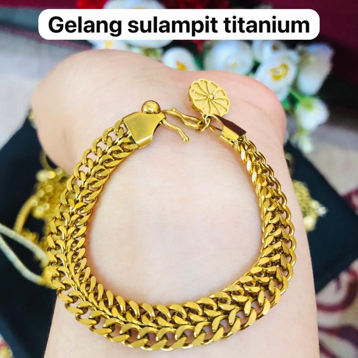 Gelang sulampit motf mas titanium motf mas