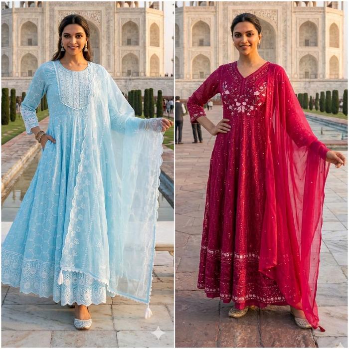 ori baju india premium bahan katun dan sutra kaca u super mewah dan cantik set selendang