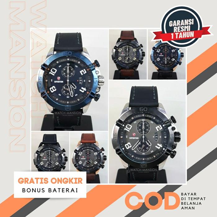 JAM TANGAN PRIA EXPEDITION 6763 EXP 6763 E6763 EXP6763 LEATHER STRAP ORIGINAL & GARANSI 1 TAHUN