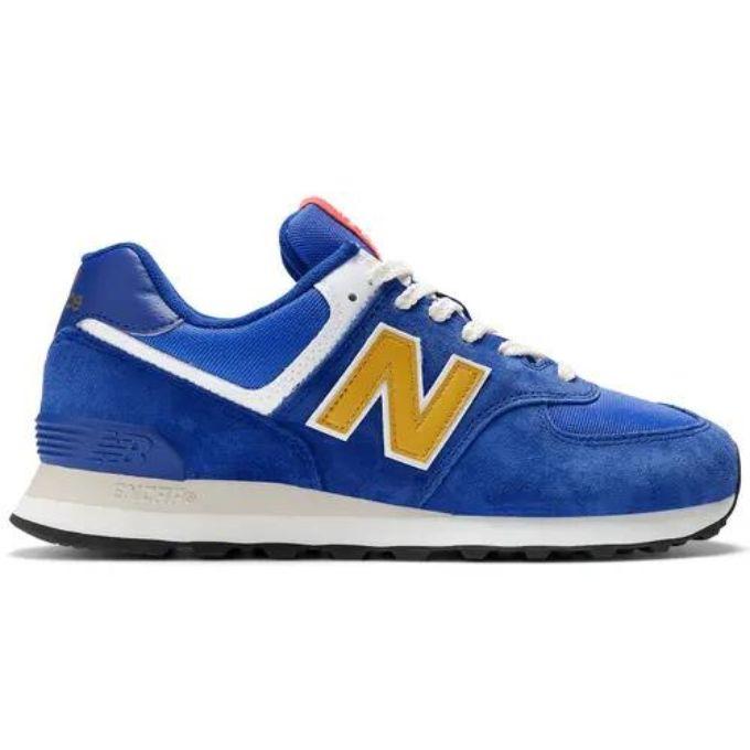 SEPATU SNEAKERS NEW BALANCE 574 MENS ROYAL BLUE GOLD ORIGINAL 100% BNIB RESMI