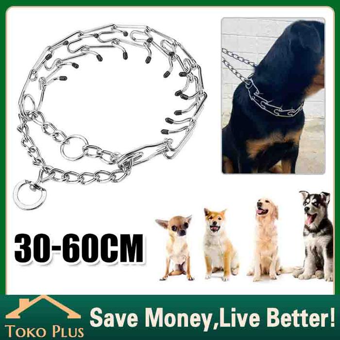 Kalung Rantai Anjing Stainless Kalung Rantai Kerah Pelatihan Anjing Bahan Logam Karet