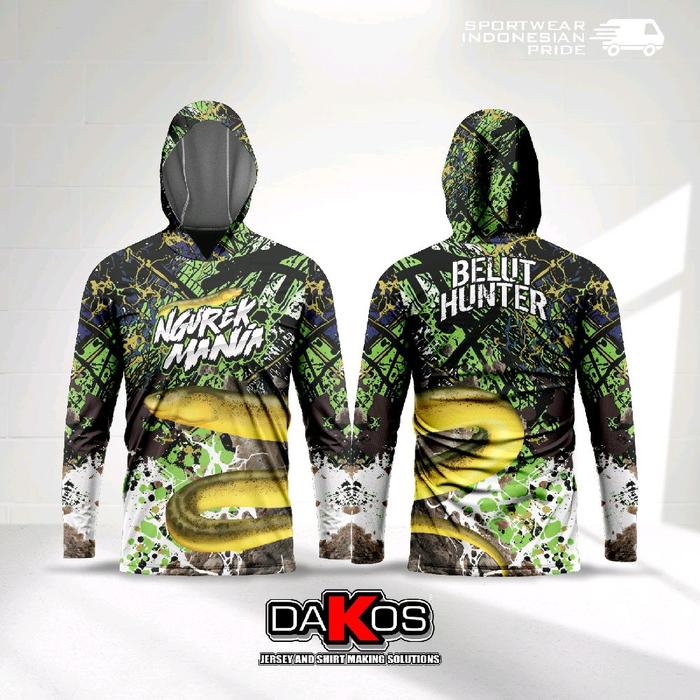Jersey komunitas mancing BELUT//kaos belut//baju mancing belut//pakaian//pria//sport Hoodie
